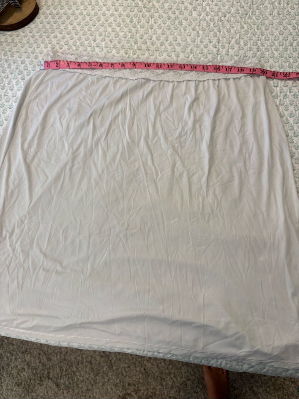Vanity Fair White Elastic Slip Skirt with Lace Trim